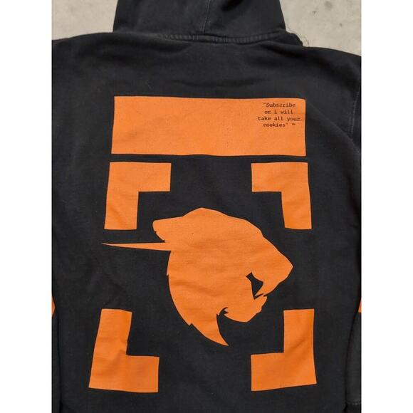Mr Beast Hoodie Size S Black Sweatshirt Orange Logo Pull-Over - Picture 2 of 7